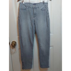 NYDJ Grey Denim Ankle Zip Cropped Mid Rise Jeans Lift Tuck Technology Size 8